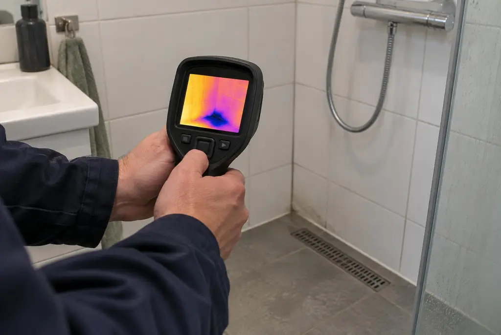 Lekdetectie Katwijk – lekdetectiespecialist met warmtebeeldcamera in een badkamer