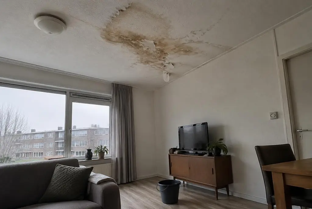 Lekdetectie Katwijk – vochtplek op het plafond onder een badkamer